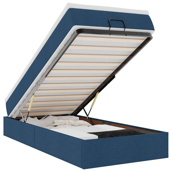 vidaXL Османска легло с матрак, синьо, 80x200 см, плат