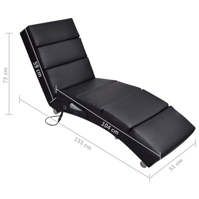 vidaXL Масажен лаундж стол, черен, изкуствена кожа