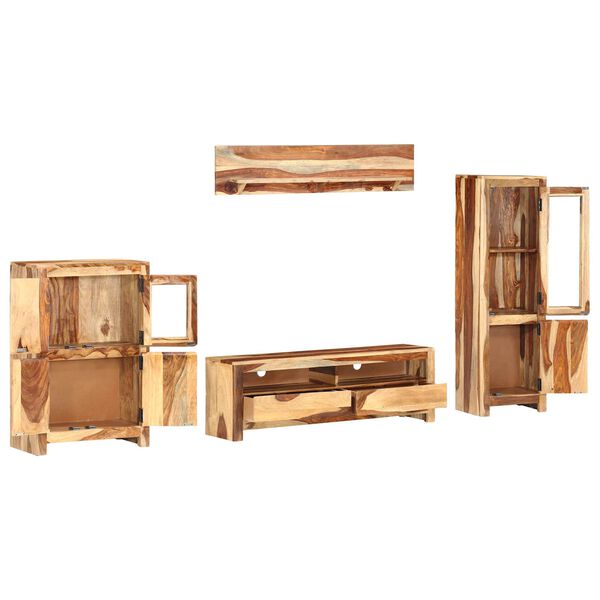 vidaXL Комплект телевизионни стойки Кафяво 120 x 30 x 39 см Дърво