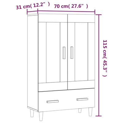 vidaXL Висок шкаф, бял, 70x31x115 см, инженерно дърво