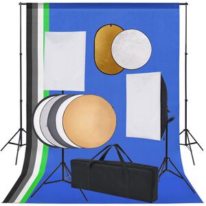 vidaXL Фотографски комплект за студио със софтбокс, фон и рефлектор
