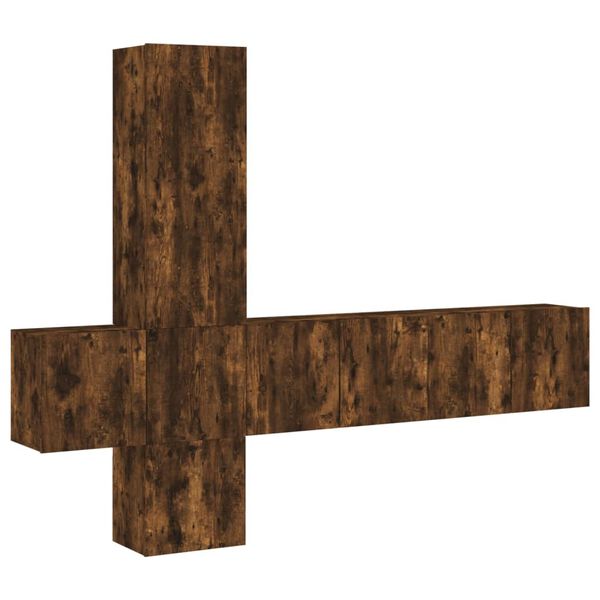 vidaXL ТВ стенни модули, 5 части, опушен дъб, инженерно дърво