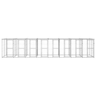 vidaXL Външна клетка за кучета с покрив, поцинкована стомана, 19,36 м²