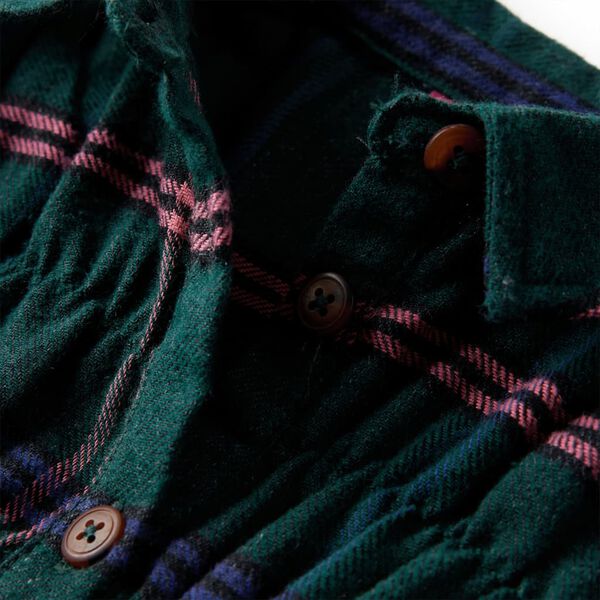 Детска рокля с дълги ръкави и волани, тъмнозелена, 128