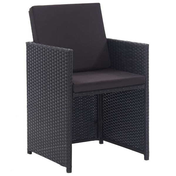 vidaXL Градински комплект с възглавници, 15 части, полиратан, черен