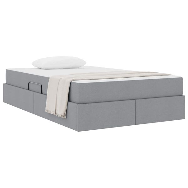 vidaXL Легло с място за съхранение и матрак Светлосиво 120 x 190 cm