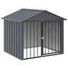 vidaXL Къща за куче с покрив черна 117x103x102 см поцинкована стомана