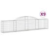 vidaXL Габионни кошници арка 9 бр 300x30x60/80 см поцинковано желязо