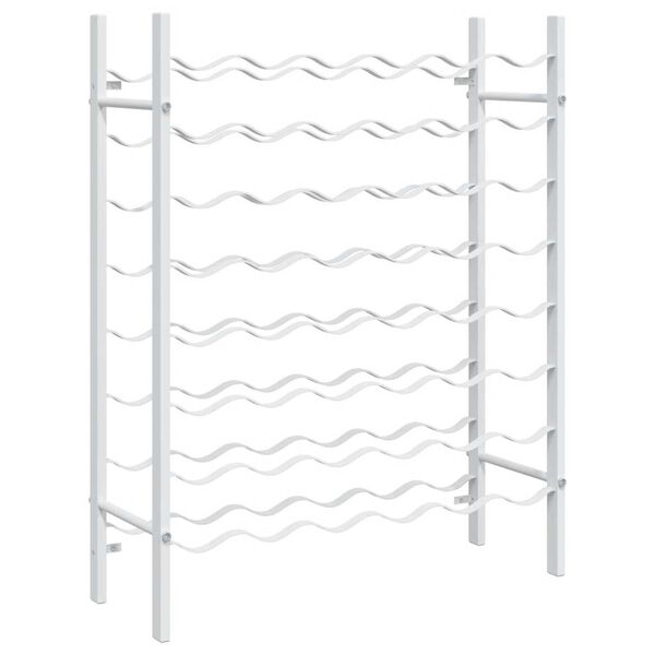 vidaXL Стойка за вино за 48 бутилки, бяла, метал