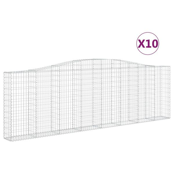 vidaXL Габионни кошници арка 10 бр 400x30x120/140см поцинковано желязо
