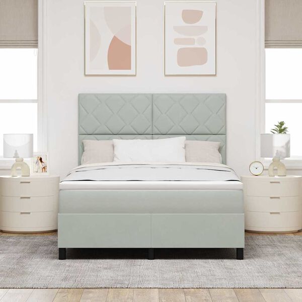 vidaXL Легло с пружинирана основа Светлосиво 140 x 190 cm текстил