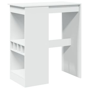vidaXL Бар маса с рафтове, бяла, 90x47,5x103,5 см, инженерно дърво
