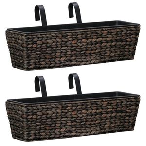 vidaXL Кашпи, 2 бр, воден хиацинт, кафяв