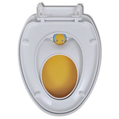 vidaXL Тоалетна седалка плавно затваряне, бяло и жълто, възрастни/деца