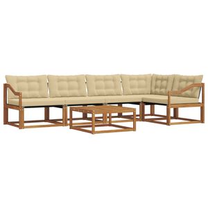 vidaXL Комплект дивани за открито 6 pcs Натурален и Бежов