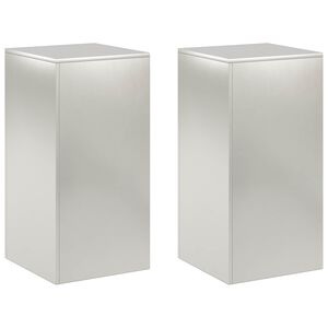 vidaXL Стойка за растения 2 pcs Сребристо 40 x 40 x 80 cm Стомана