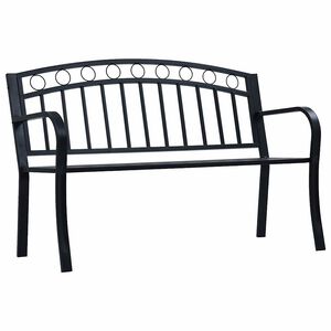 vidaXL Градинска пейка, 125 см, черна, стомана