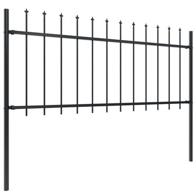 vidaXL Градинска ограда с пики, стомана, 15,3x0,8 м, черна