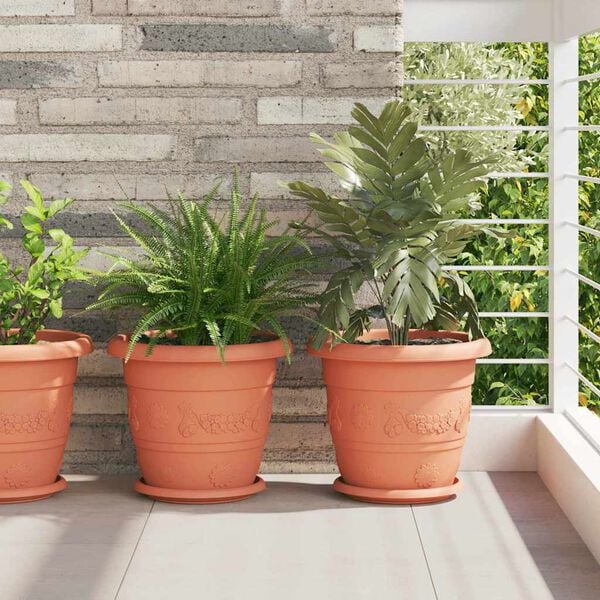 vidaXL Кръгла саксия за цветя 24 pcs Червено тухла &Oslash; 26 x 21.5 см