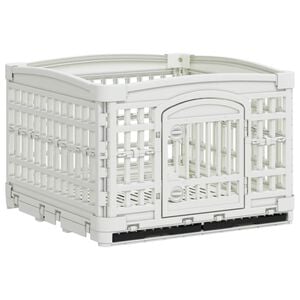 vidaXL Игрална оградка за кучета с 4 панели 122 x 106,5 x 82 см Бяло