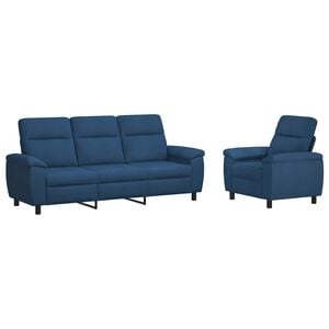 vidaXL Комплект дивани 2 pcs Синьо Текстил