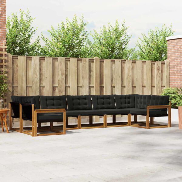 vidaXL Комплект дивани за открито 7 pcs Естествено и черно