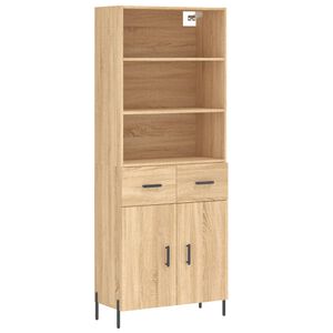 vidaXL Висок шкаф, дъб сонома, 69,5x34x180 см, инженерно дърво