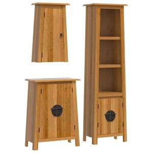 vidaXL Комплект мебели за баня, 3 части, масивна борова дървесина
