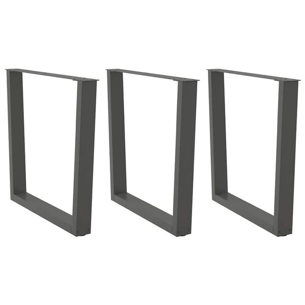 vidaXL Крака за трапезна маса, V-образни, 3 бр., антрацит, 90x(72-73,3) см, стомана