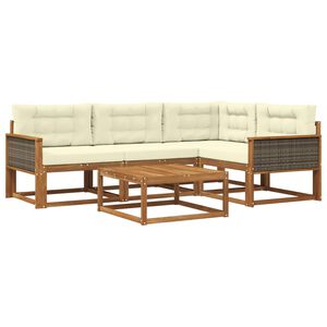 vidaXL Комплект дивани за открито 5 pcs Натурален и Крема