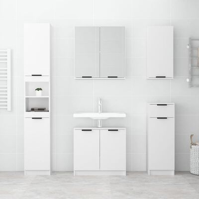 vidaXL Шкаф за баня с огледало, бял, 64x20x67 см