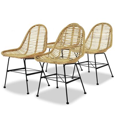 vidaXL Трапезни столове, 4 бр, естествен ратан