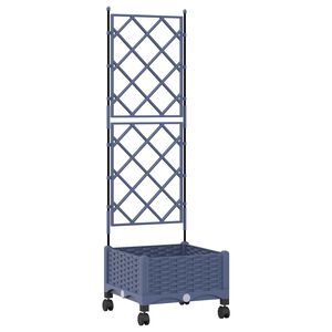 vidaXL Градински сандък с решетка и колела Сиво 40 х 40 х 131,5 см ПП