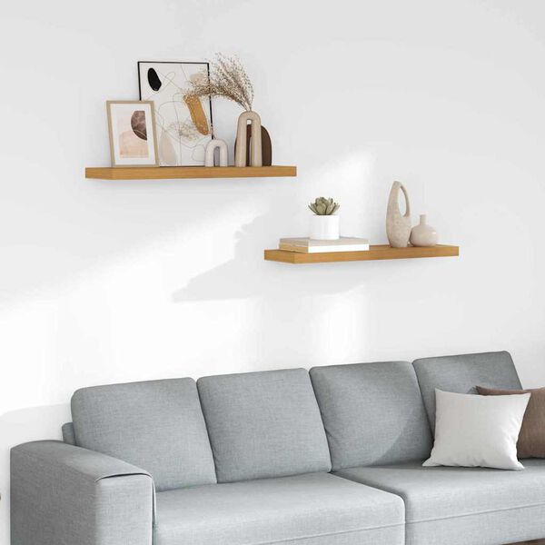 vidaXL Стенен рафт 2 pcs Бежово 80 x 23,5 x 4 см Инженерно дърво