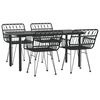 vidaXL Градински трапезен комплект, 5 части, черен, полиратан