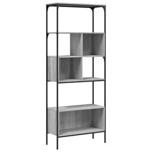 vidaXL Библиотека 5 рафта сив сонома 76x33x188,5 см инженерно дърво