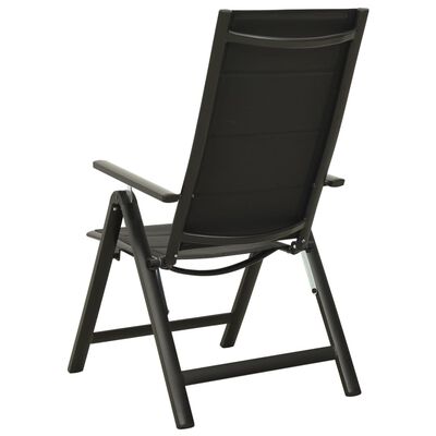 vidaXL Сгъваеми градински столове, 2 бр, textilene и алуминий, черни