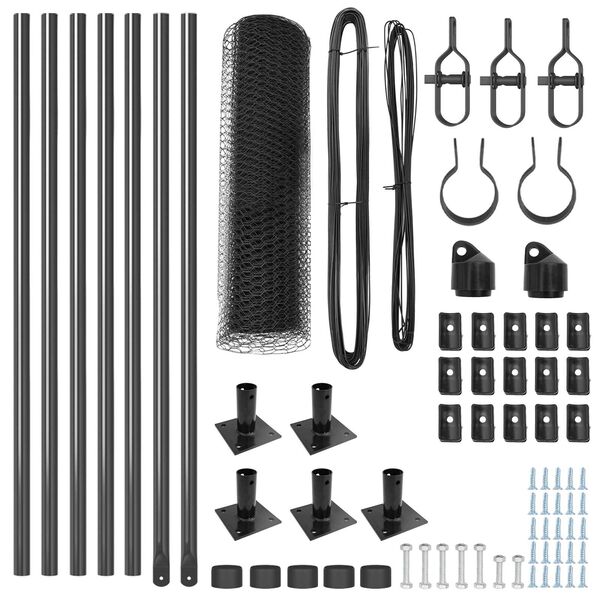 vidaXL Стълб за ограда. Сив 10 x 0,5 м (мрежа 13 мм) Стомана и PVC