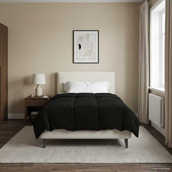 vidaXL Пълно годишно юрганче Патичено Черно 140 x 220 cm Микрофибър