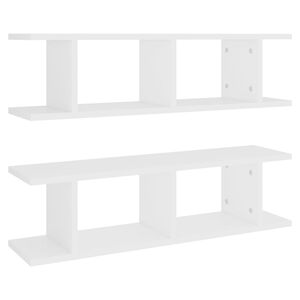 vidaXL Стенни рафтове, 2 бр, бели, 75x18x20 см, инженерно дърво