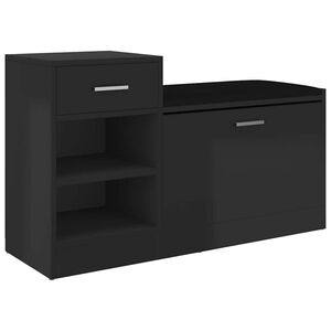vidaXL Пейка за обувки, черен гланц, 94,5x31x57 см, инженерно дърво