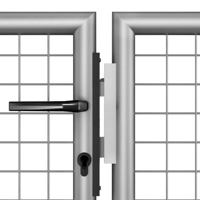 vidaXL Градинска врата, поцинкована стомана, 415x125 см, сребриста
