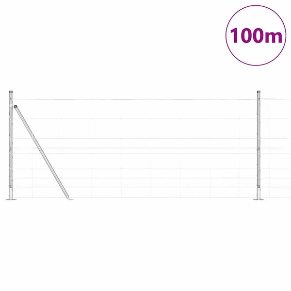 vidaXL Стълб за ограда. Галванизирана 100 x 1 м Стомана