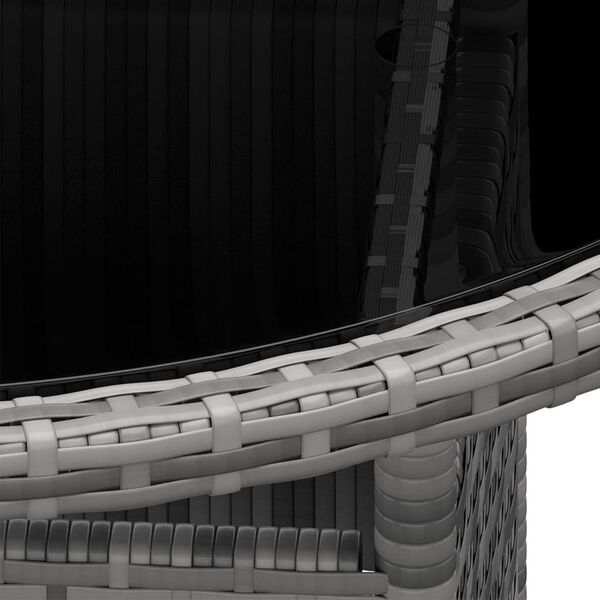 vidaXL Градинска маса, Ø80x75 см, закалено стъкло и полиратан, сива