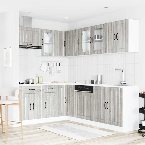 vidaXL Комплект кухненски шкафове от 11 части Lucca, инженерно дърво