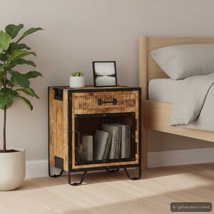 vidaXL Нощно шкафче, 43x30x51 см, грубо мангово дърво масив