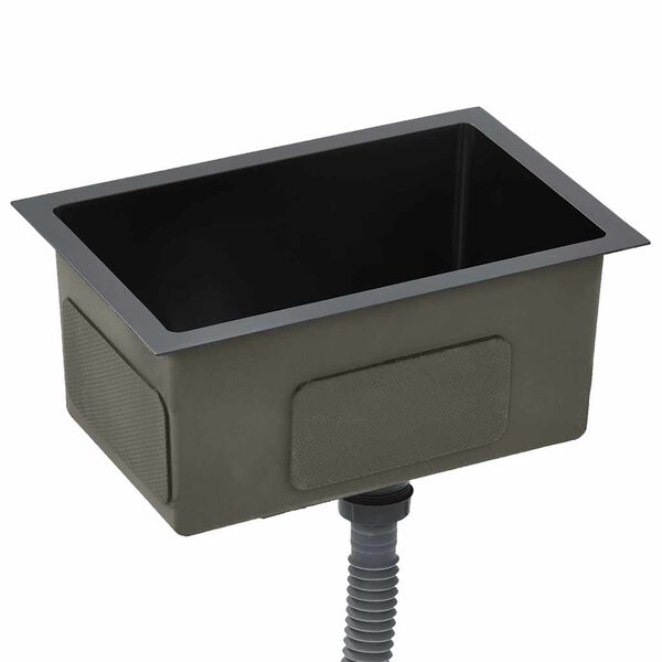 vidaXL Ръчно изработена кухненска мивка, черна, неръждаема стомана