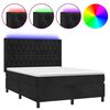 vidaXL Боксспринг легло с матрак и LED, черно, 140x200 см, кадифе