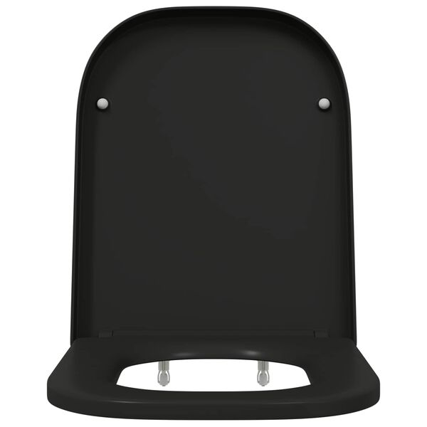 vidaXL Тоалетна седалка Черно 47,5 x 35 x 3,6 см Дуропласт