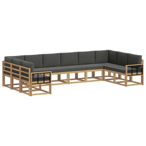 vidaXL Комплект дивани за открито с възглавница 10 pcs Бяло и антрацит